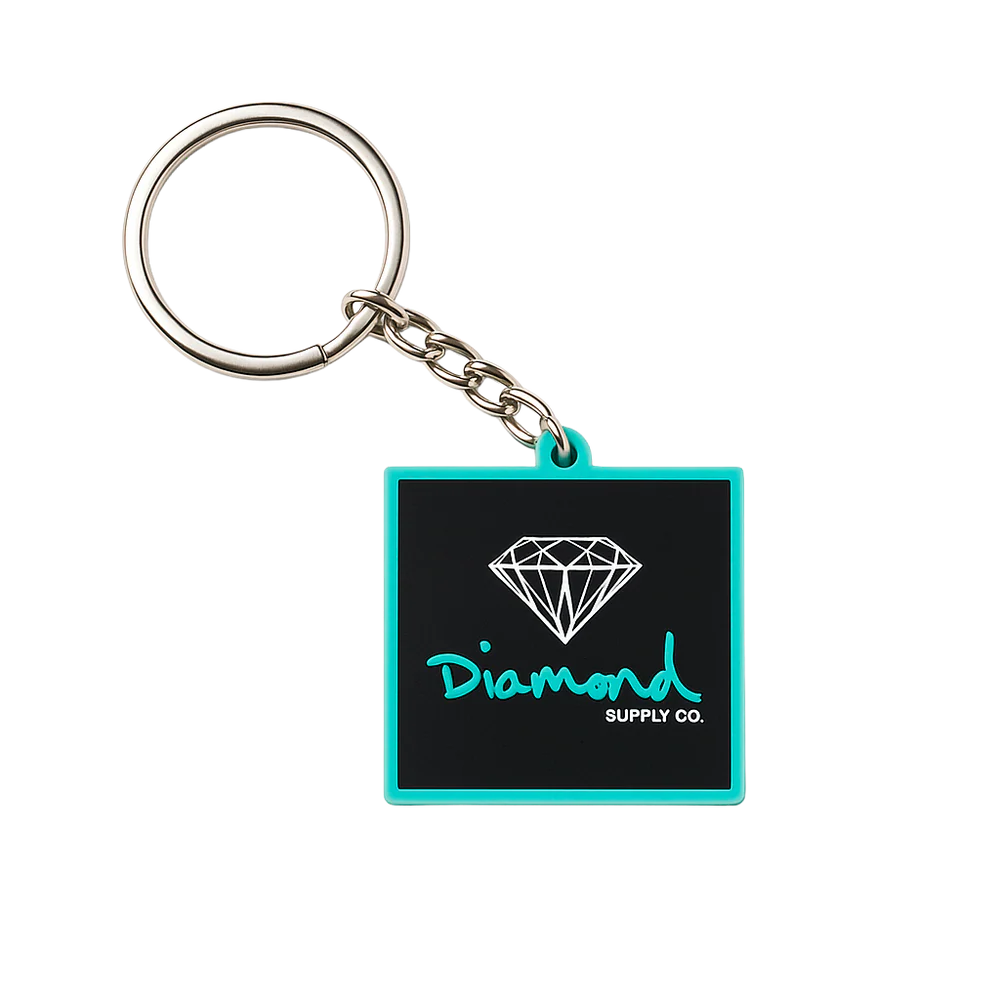 DIAMOND SUPPLY CO 3 PACK RUBBER KEYCHAIN BLUE - OG SCRIPT- 3 PACKS