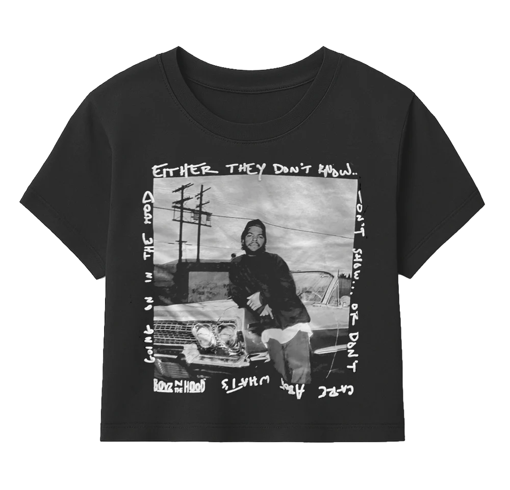 WOMENS LICENSED ICE CUBE S/S CROP T-SHIRT BLACK - LCSSTOP25- 6PC PACK