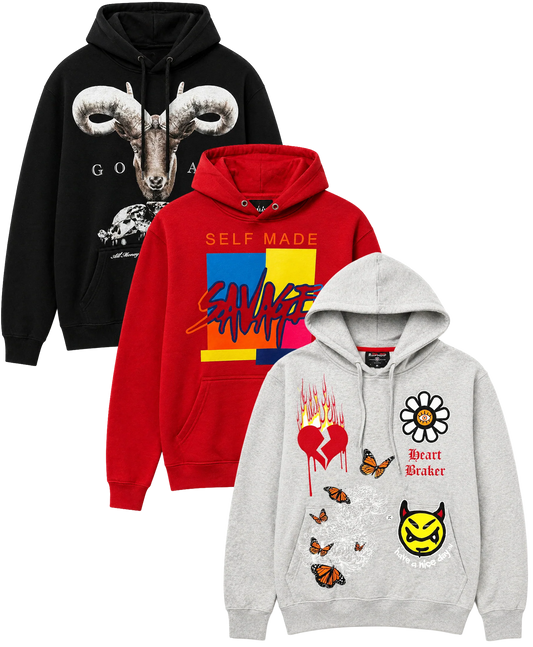 3FORTY ASSORTED GRAPHIC HOODIES ASST - 340HDA- 6PC PACK