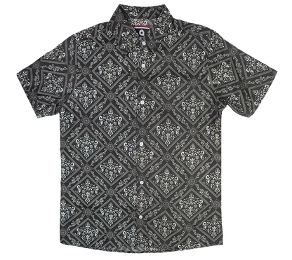 AKADEMIKS S/S BUTTON DOWN BLACK/GREY - A13SW22- 6PC PACK