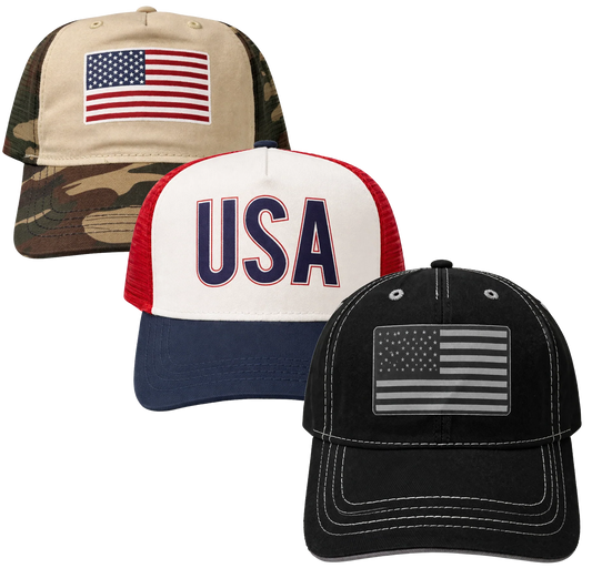 ASSORTED USA CURVED BRIM DAD HATS ASST - USAHAT26 - 12PC PACK