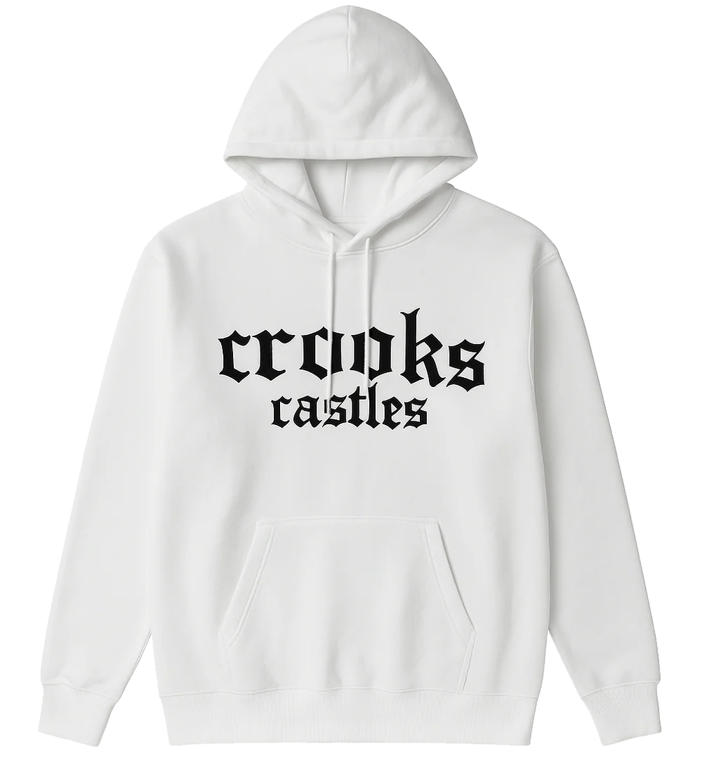 CROOKS & CASTLES IR HOODIE WHITE - GOTHIC SCRIPT- 6PC PACK