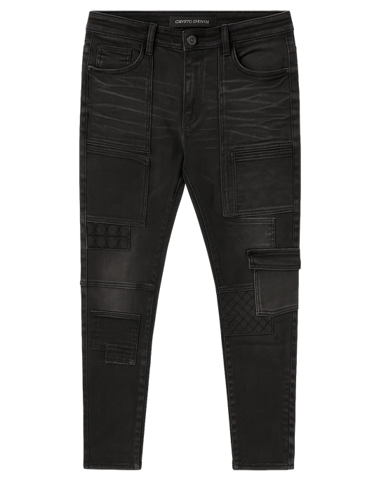 CRYSP DENIM PREMIIUM CARGO JEANS WASHED BLACK - CRYSPHOL124-031- 6PC PACK