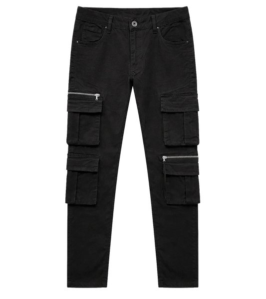 CRYSP DENIM PREMIUM CARGO PANTS BLACK - CRYSPR242-007- 6PC PACK