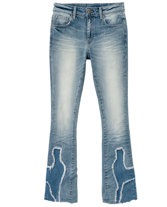 CRYSP DENIM STACKED FLAIR JEANS STONE WASHED - CRYSPHOL23-04- 6PC PACK