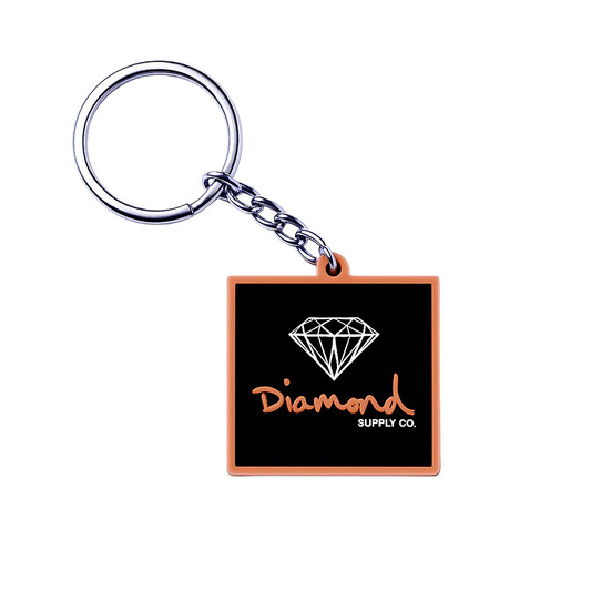 DIAMOND SUPPLY CO 3 PACK RUBBER KEYCHAIN ORANGE - OG SCRIPT- 3PACKS