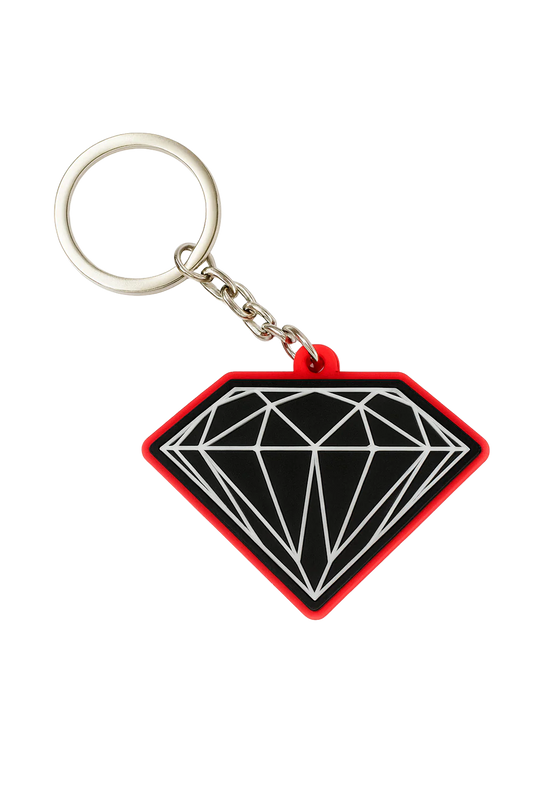 DIAMOND SUPPLY CO 3 PACK RUBBER KEYCHAIN RED - BRILLIANT- 3PC PACK