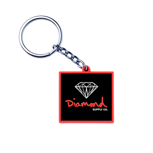 DIAMOND SUPPLY CO 3 PACK RUBBER KEYCHAIN RED - OG SCRIPT- 3PACKS