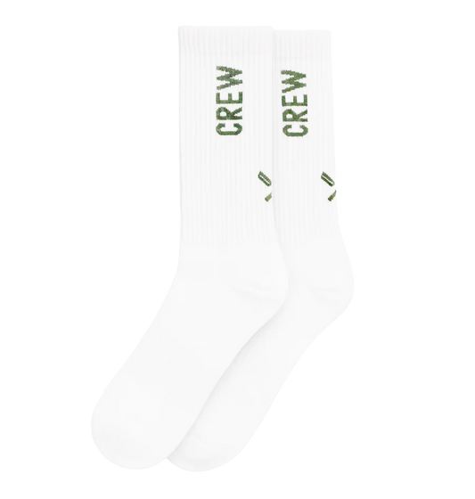 DISTORTED PEOPLE ATHLETIC CREW SOCKS WHT/DUSTY GREEN - 3611- 6PC PACK