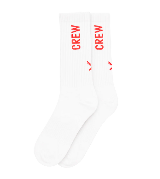 DISTORTED PEOPLE ATHLETIC CREW SOCKS WHT/RED - 2825- 6PC PACK