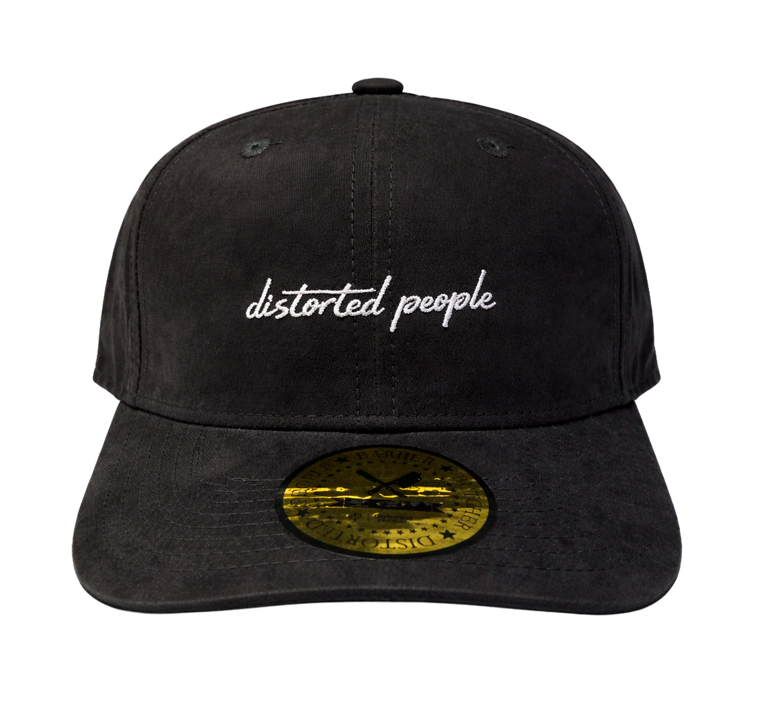 DISTORTED PEOPLE SUEDE SNAPBACK HAT BLACK/WHITE - 2525- 6PC PACK