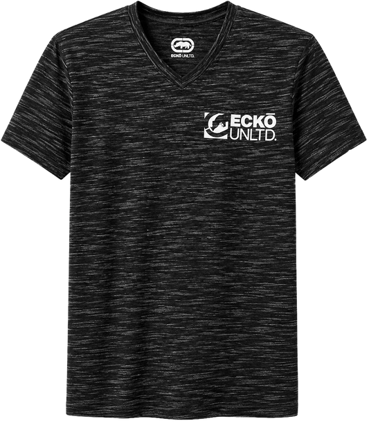 ECKO UNLTD S/S V-NECK T-SHIRT BLACK SPACEDYE - EO12K971