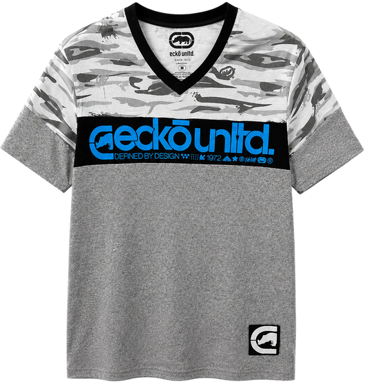 ECKO UNLTD S/S V-NECK T-SHIRT GREY MARLED - EO31K806