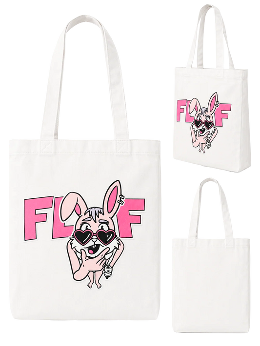 FLUF WORLD BUNNY TOTE BAG WHITE - FLUF-TOTE