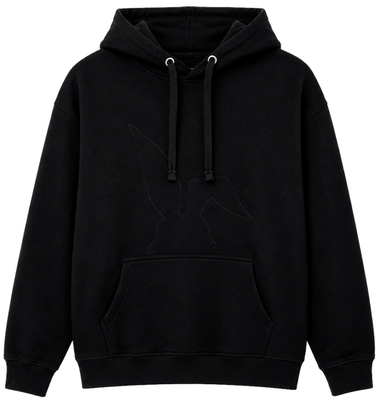 FLUF WORLD EMBROIDERED HOODIE BLACK - TONAL