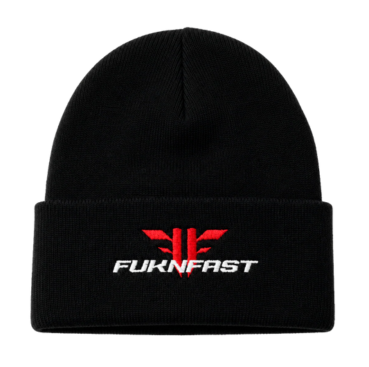 FUKN FAST KNIT CUFF BEANIE BLACK - FFBNSA- 6 PC PACK