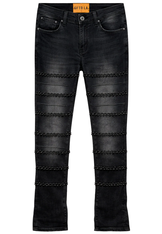 GFTD LA GIFTED ROMANCE STACKED JEANS BLACK WASH - GFDFW25-42 - 12PC PACK