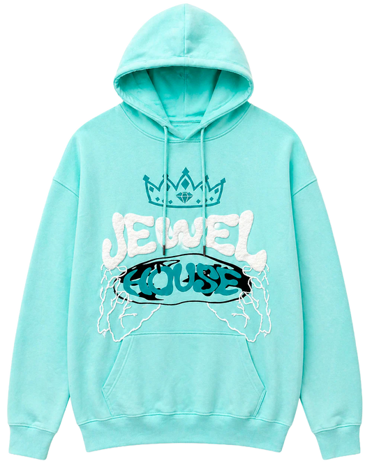 JEWEL HOUSE GRAPHIC HOODIE TEAL - JH07H1397N- 6PC PACK