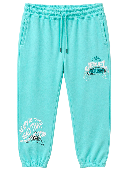 JEWEL HOUSE GRAPHIC JOGGER PANTS TEAL - JH7B1398N- 6PC PACK