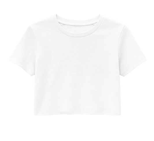 JUNIOR GIRLS BLANK CROP T-SHIRT WHITE - 7PLY94020RS- 6PC PACK