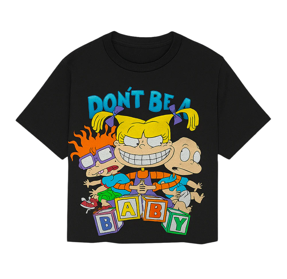 JUNIOR GIRLS RUGRATS CROP T-SHIRT BLACK - 7NTV95770- 6PC PCK