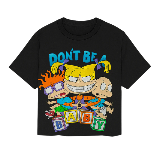 JUNIOR GIRLS RUGRATS CROP T-SHIRT BLACK - 7NTV95770- 6PC PCK