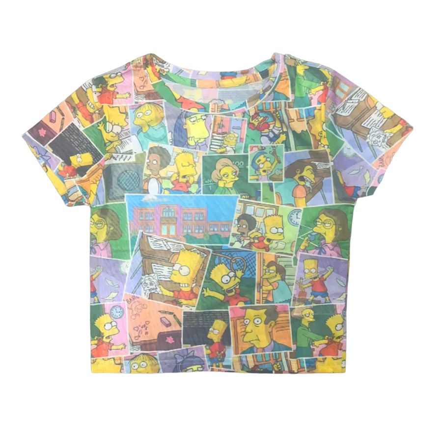 JUNIOR GIRLS SIMPSONS CROP T-SHIRT WHITE MULTI - 21059234- 6PC PACK