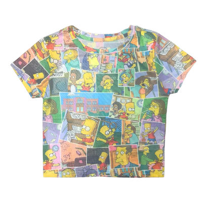 JUNIOR GIRLS SIMPSONS CROP T-SHIRT WHITE MULTI - 21059234- 6PC PACK