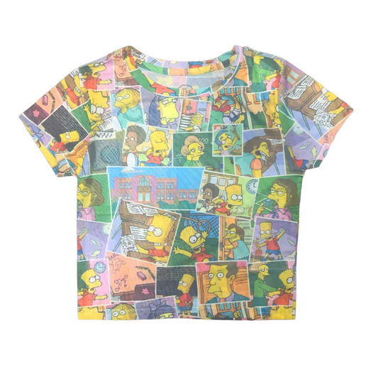 JUNIOR GIRLS SIMPSONS CROP T-SHIRT WHITE MULTI - 21059234- 6PC PACK