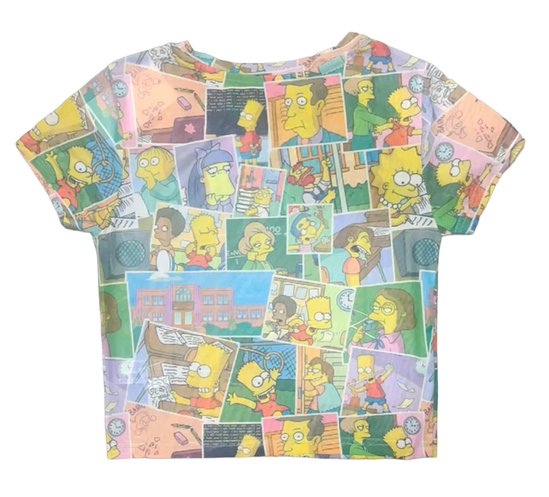 JUNIOR GIRLS SIMPSONS CROP T-SHIRT WHITE MULTI - 21059234- 6PC PACK