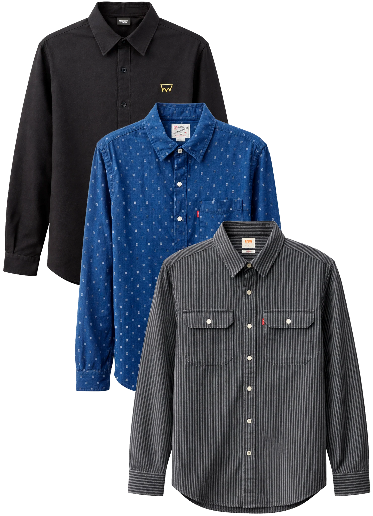 LEVI ASSORTED L/S B/D SHIRTS ASSORTED- 6PC PACK