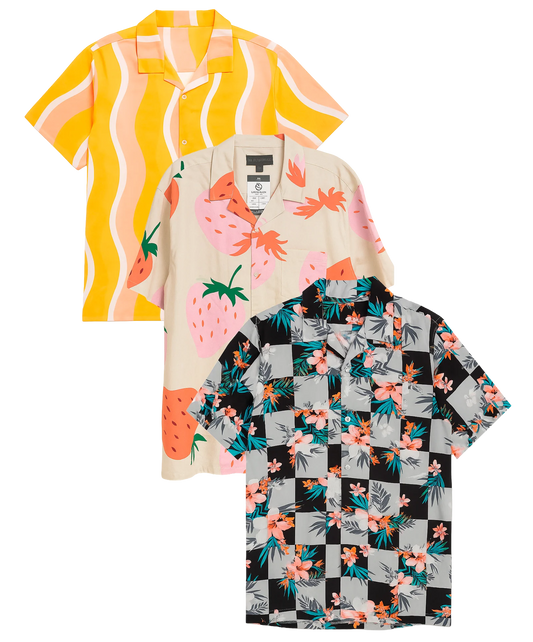 NO BOUNDARIES ASSORTED S/S BUTTON DOWN ASST - NBSSBD01- 6PC PACK