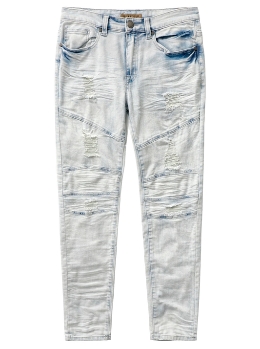 PLATFORM DISTRESSED SLIM STRETCH JEANS ICE BLUE - PD1905- 12PC PACK