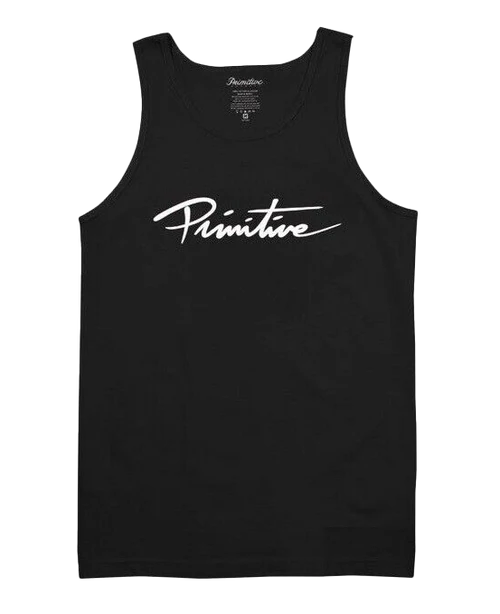 PRIMITIVE NUEVO TANK TOP BLACK - LOGO SCRIPT- 6PC PACK