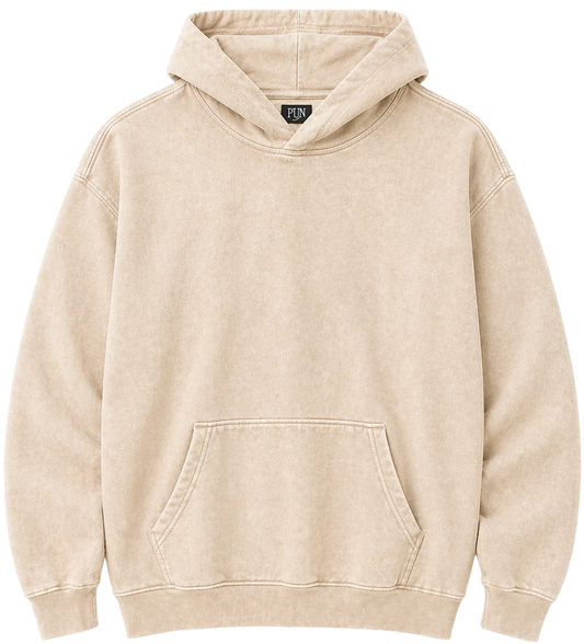 RINGSPUN ACID WASH HOODIE BEIGE - 341-301- 6PC PACK