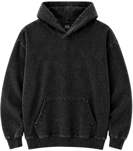 RINGSPUN ACID WASH HOODIE BLACK - 341-301- 6 PC PACK