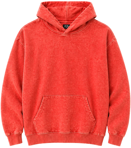 RINGSPUN ACID WASH HOODIE RED - 341-301- 6PC PACK