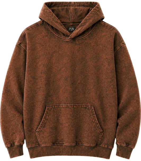 RINGSPUN ACID WASH HOODIE RUST - 341-301- 6 PC PACK