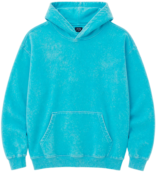 RINGSPUN ACID WASH HOODIE TURQUOISE - 341-301- 6PC PACK