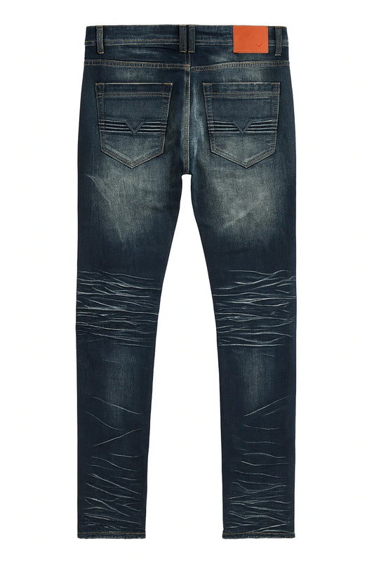 STONERS VINTAGE JEANS DISTRESSED MOTO DENIM PANTS INDIGO - RACER- 6PC PACK