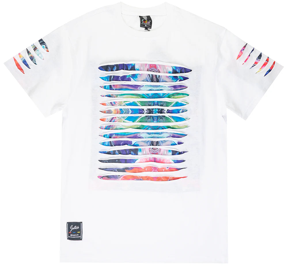 SWITCH RIPPED T-SHIRT WHITE - SS2140- 6PC PACK