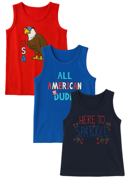 TODDLER ASSORTED USA VERBAGE TANK TOPS ASST - ASSTTT- 6PC PACK