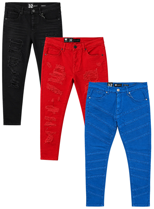 WAIMEA ASSORTED DISTRESSED JEANS ASST - WMAJNSA- 6PC PACK