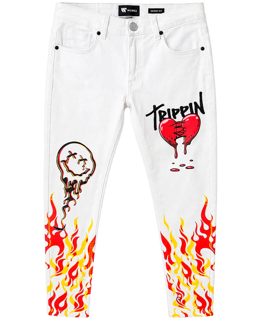 WAIMEA DISTRESSED DENIM JEANS WHITE - M5021TA- 6 PC PACK