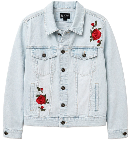 WAIMEA EMBROIDERED DENIM JACKET LT BLUE - M6157D- 6 PC PACK
