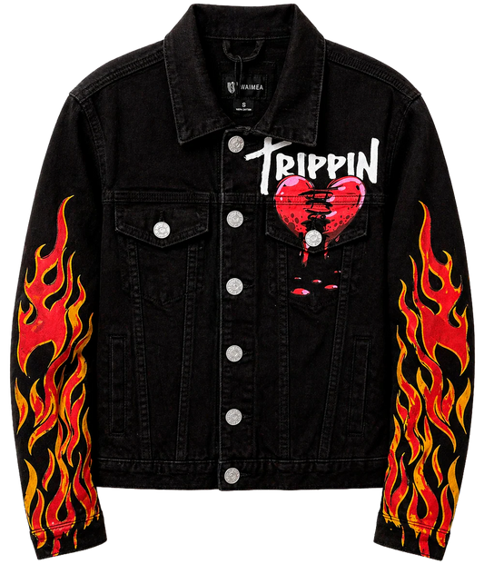 WAIMEA GRAPHIC DENIM JACKET BLACK - M6163T - 6 PC PACK