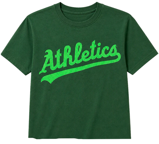 WOMENS ATHLETICS CROP T-SHIRT FOREST GREEN - 578600