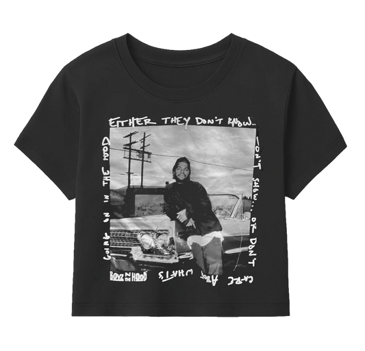 WOMENS LICENSED ICE CUBE S/S CROP T-SHIRT BLACK - LCSSTOP25- 6PC PACK