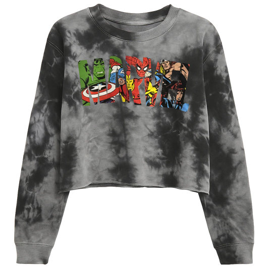 WOMENS LICENSED MARVEL CROPPED L/S SHIRT BLACK - 7MAC552640XCL- 6PC PACK